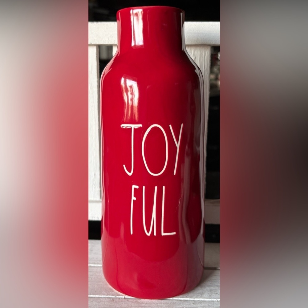 Rae Dunn Joyful Red Holiday Vase